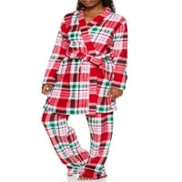 Sleep & Co. Women'sенски и женски плус кадифен наметка и панталони за пижами за пижама, 2 парчиња пижама, 2 парчиња